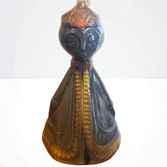 Vtg Pacific Stoneware Jean Ellsworth Queen Of Hearts Clay Bell Wind Chime Brown - Picture 1 of 12